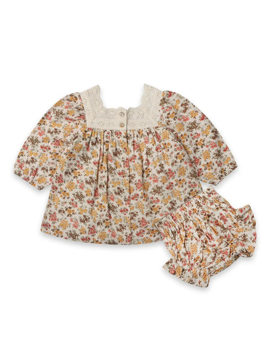 Solana Flower Baby Dress & Bloomer (Organic Cotton)
