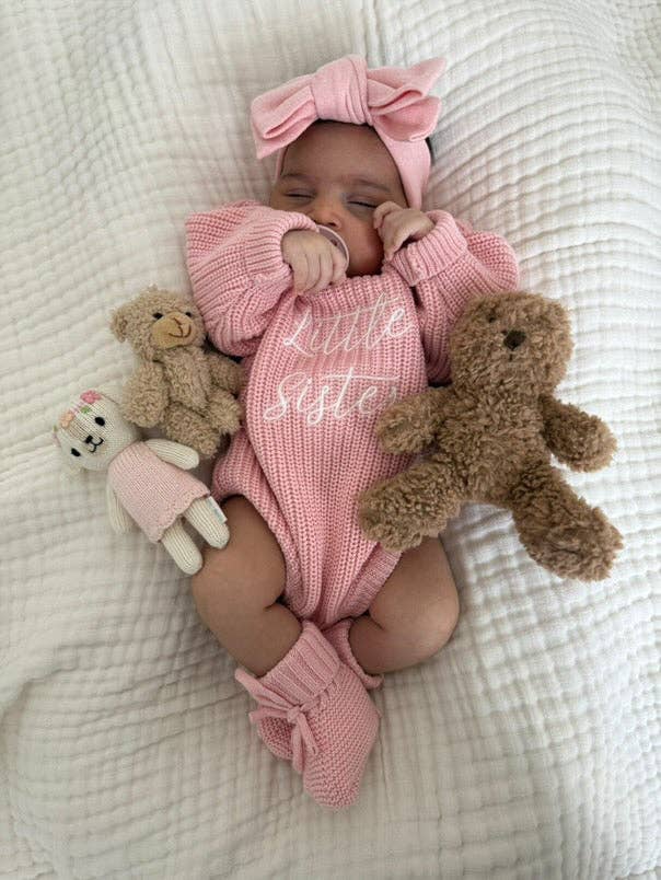 'Little Sister' Announcement Romper | Peony