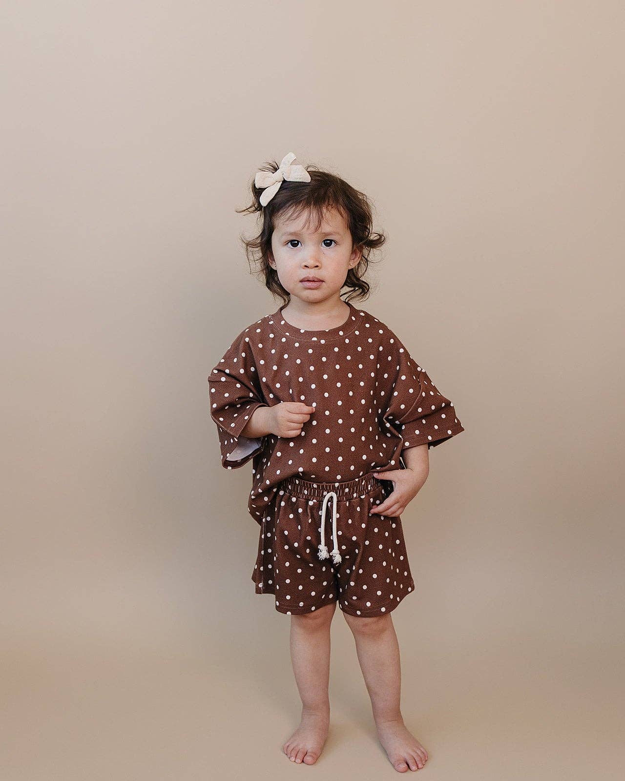 Shorts Set | Brown Polka Dots