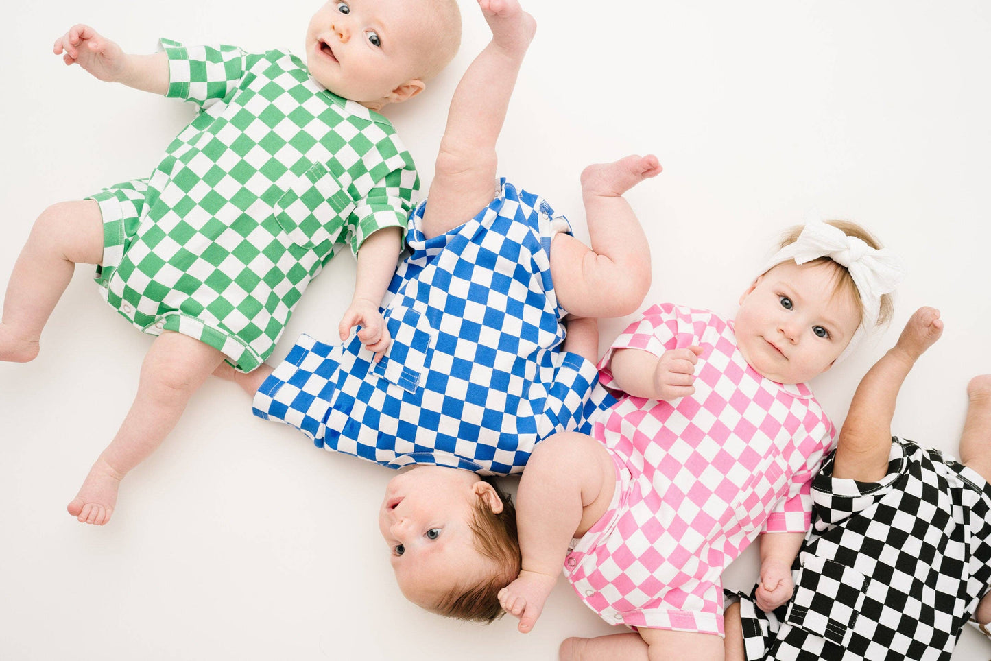 Blue Checkered Pocket Romper