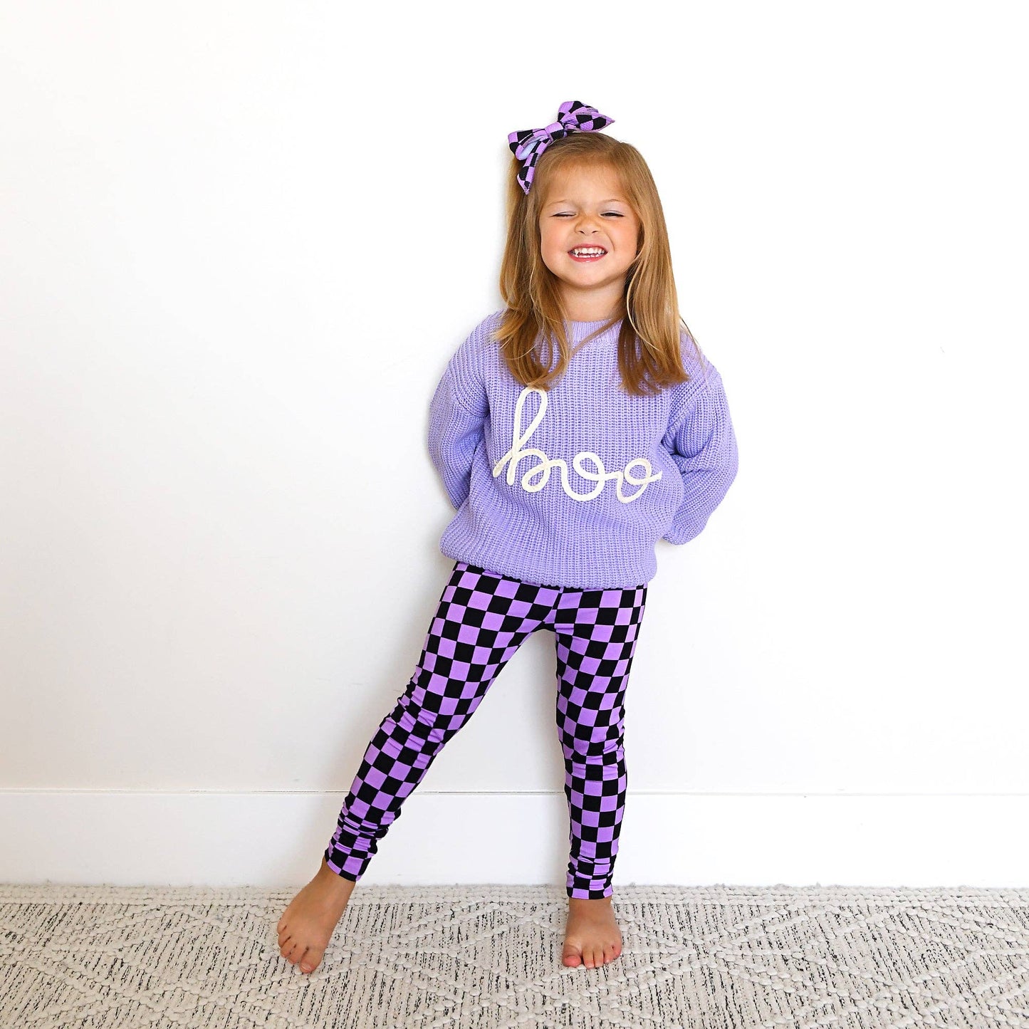 Boo Purple SWEATER Solid Knit Halloween Toddler Kids Top