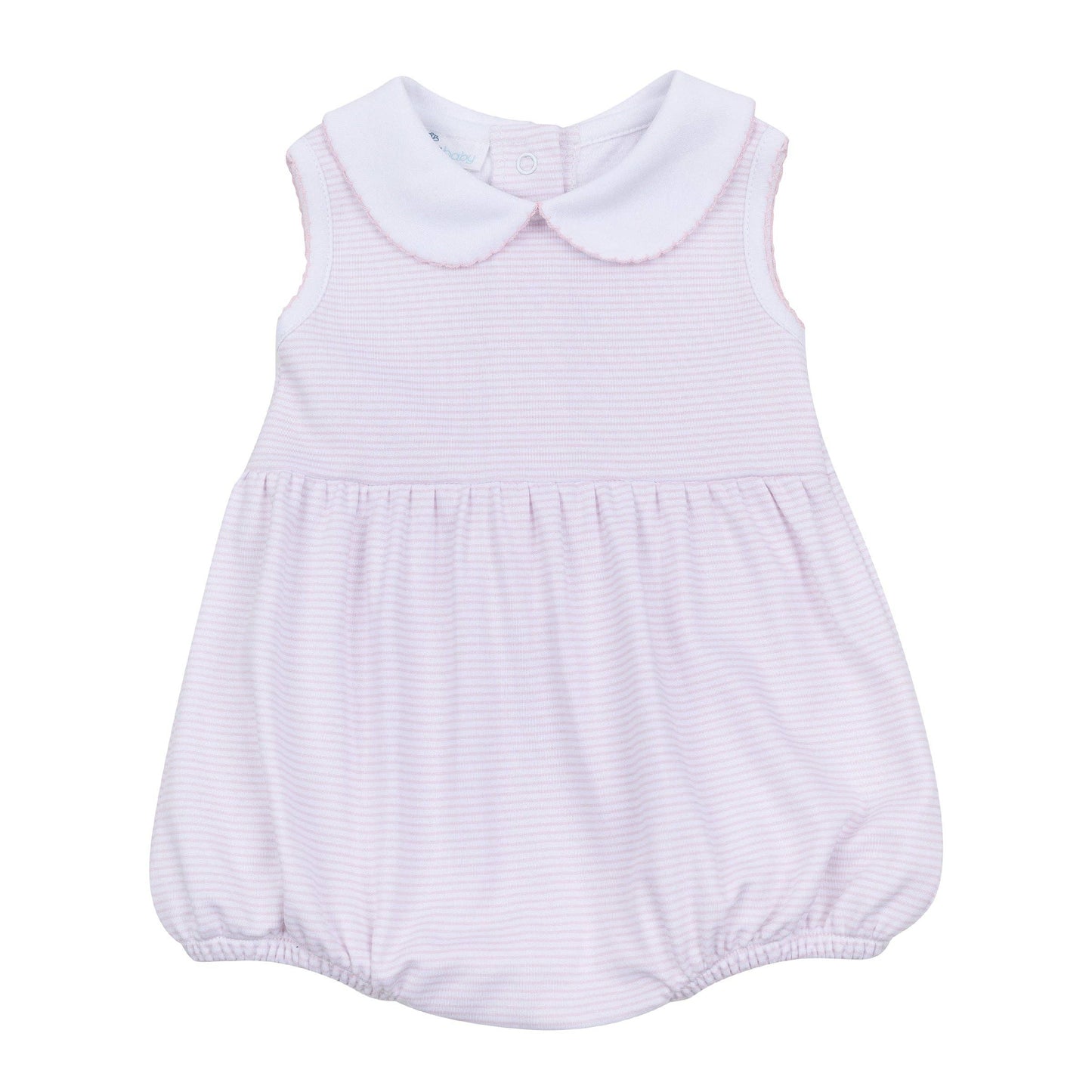 Mini Stripes Collared Sleeveless Bubble - Pink