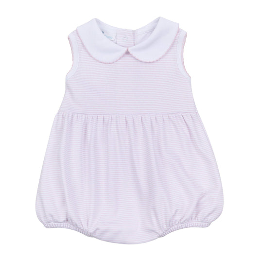 Mini Stripes Collared Sleeveless Bubble - Pink