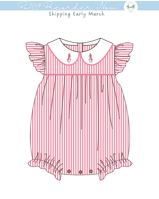 PO109: Seersucker Bunny Girls Bubble Preorder