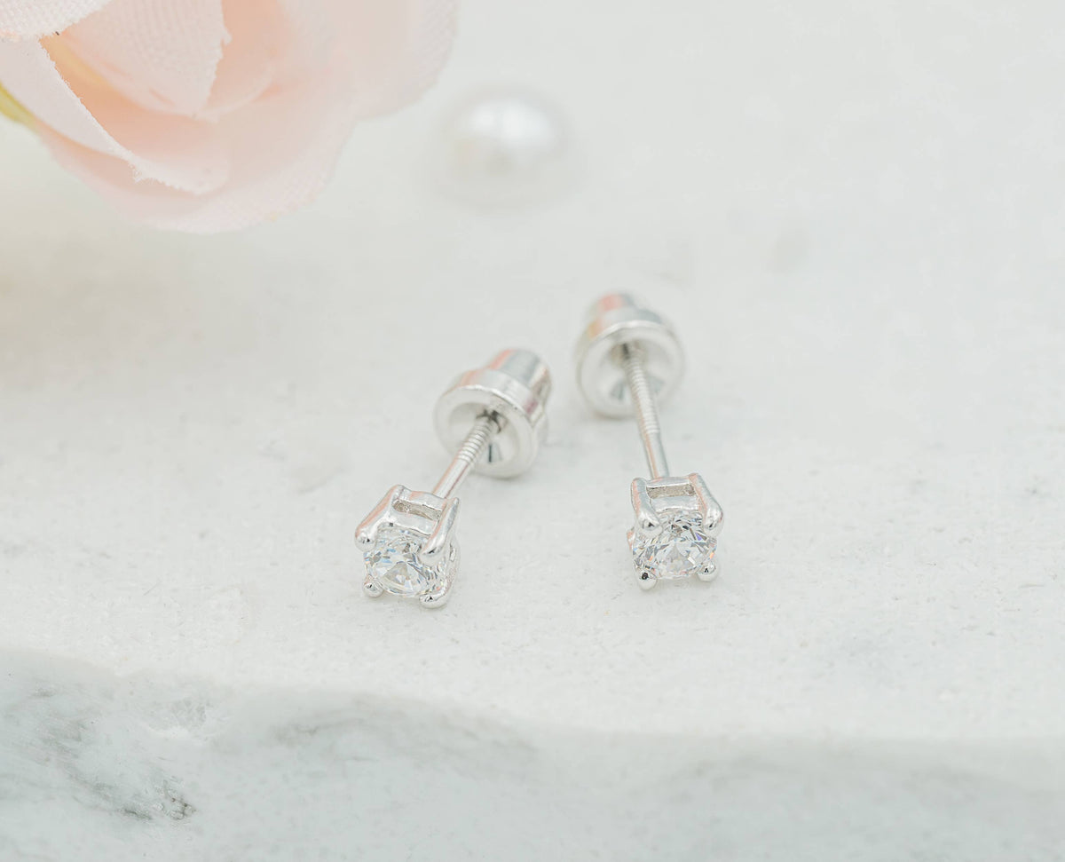 Sterling Silver Clear CZ Studs