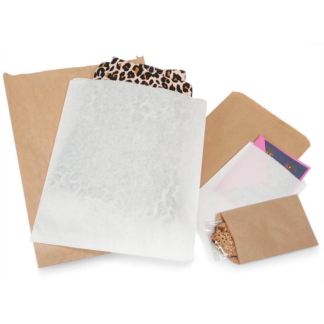 Brown & White Kraft Paper Merchandise Bags