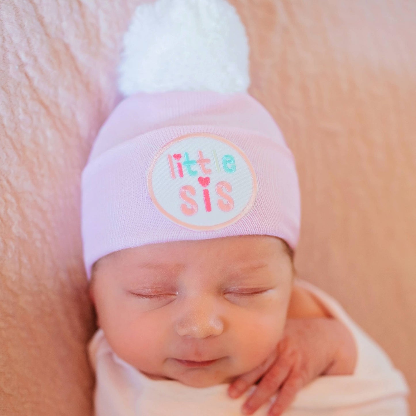 Ilybean Little Sis with White Pom Pom Newborn Girl Hospital