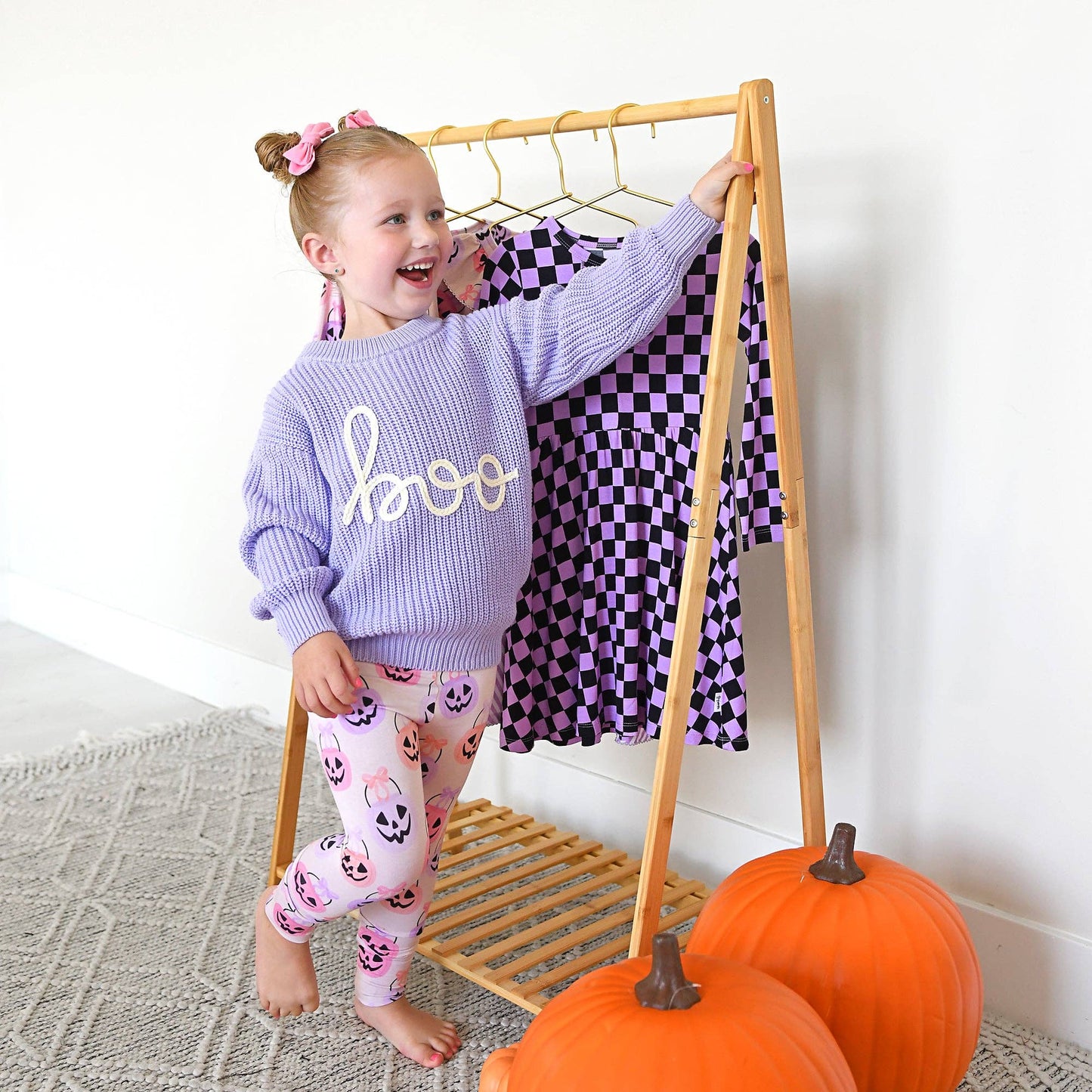 Boo Purple SWEATER Solid Knit Halloween Toddler Kids Top