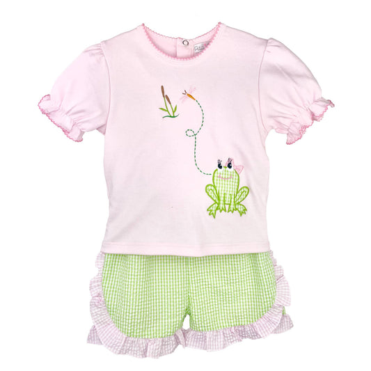Shirt & Shorts Set with Frog Applique and Embroidery