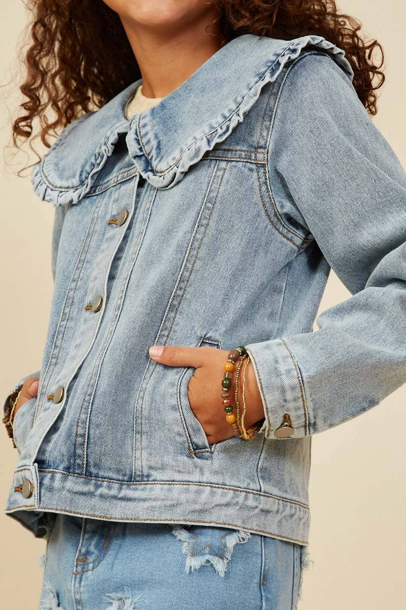Girls Collar Denim Jacket