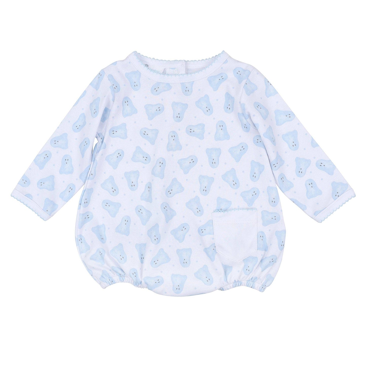 Baby Boo Print Long Sleeve Bubble - Light Blue