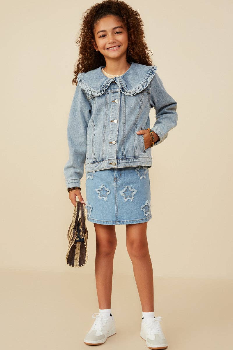Girls Collar Denim Jacket