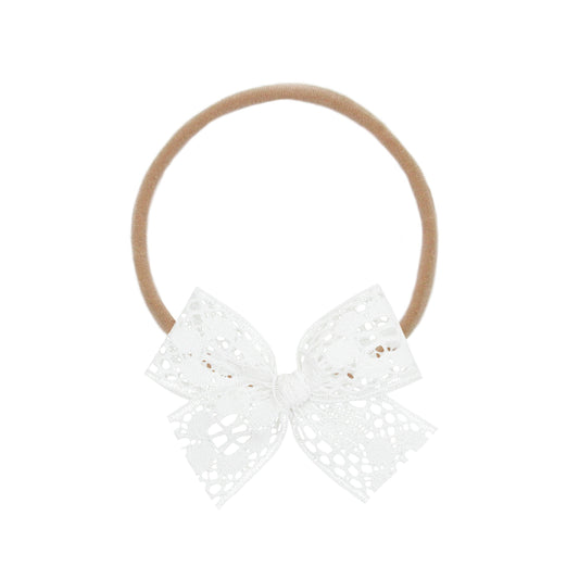 Lace  Bow - White with Headband
