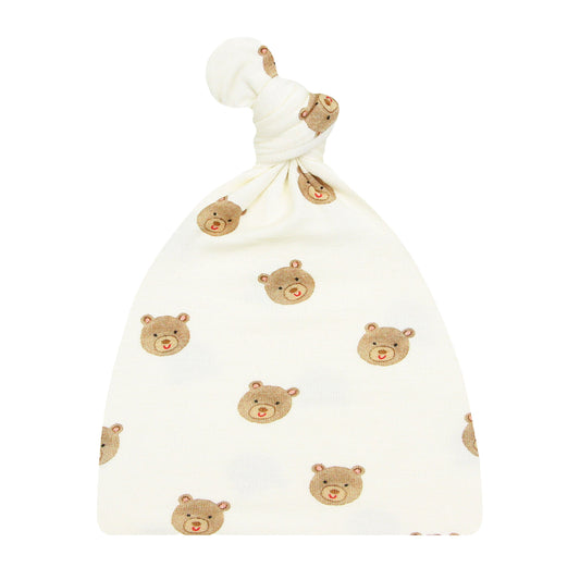 Teddy Top Knot Hat - Newborn-3 Month