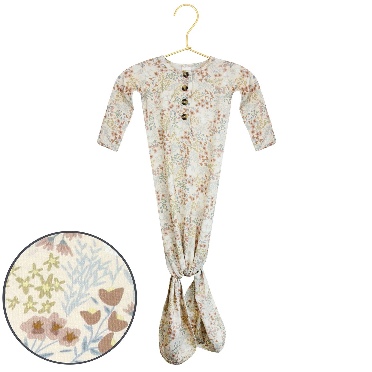 Pearl Knotted Gown Newborn-3 Months